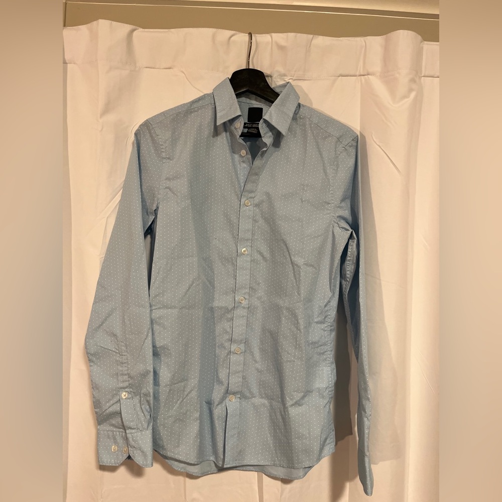 H&M Slim Fit Easy Iron Shirt (Light Blue)